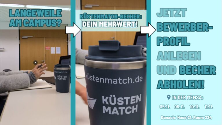 Langeweile am Campus? -> Küstenmatch Kaffee To Go Becher für deinen Mehrwert